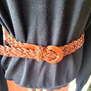 Braided Leather Belt - Brown Made In Turkey Size L